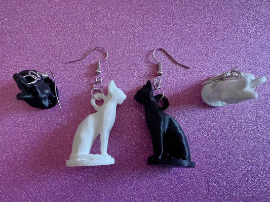 Cat Earrings: 3D Printed Cats, Pet, Kitty, Kitten, Pussy Cat, Animals, Feline, Cat, Black Cat, White Cat, Best Gifts for Her/Him/Them
