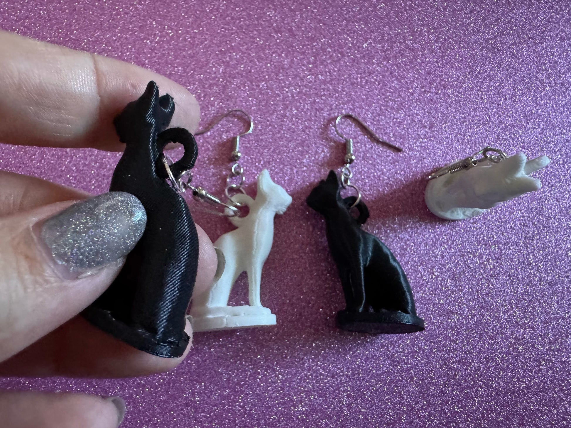 Cat Earrings: 3D Printed Cats, Pet, Kitty, Kitten, Pussy Cat, Animals, Feline, Cat, Black Cat, White Cat, Best Gifts for Her/Him/Them