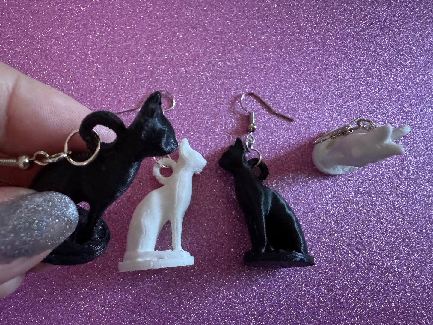 Cat Earrings: 3D Printed Cats, Pet, Kitty, Kitten, Pussy Cat, Animals, Feline, Cat, Black Cat, White Cat, Best Gifts for Her/Him/Them