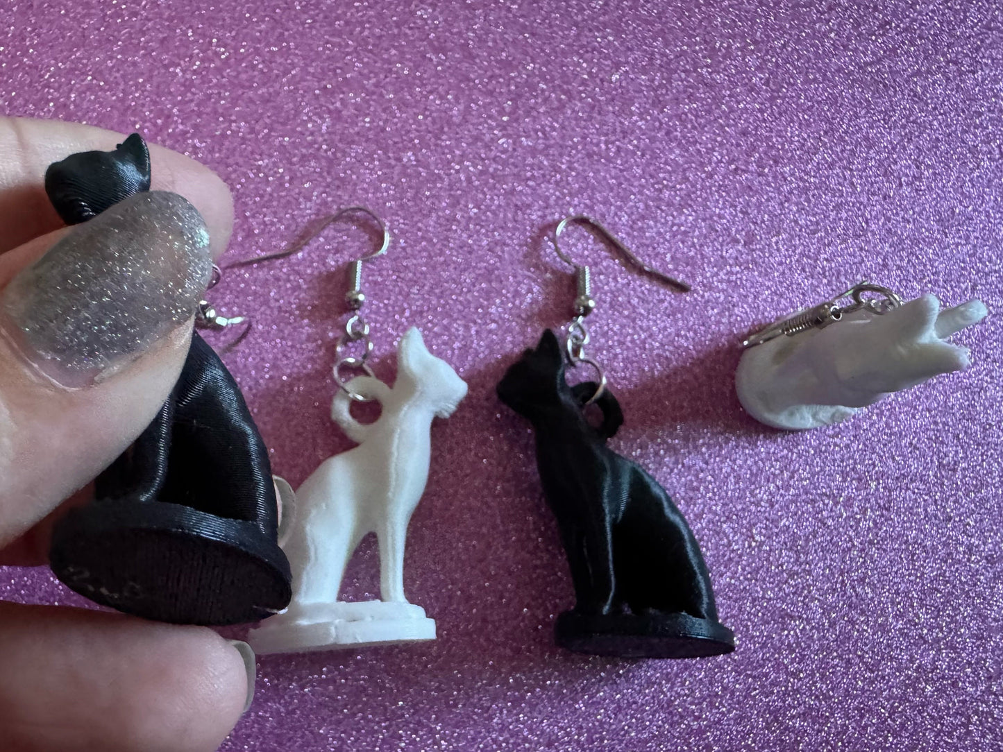 Cat Earrings: 3D Printed Cats, Pet, Kitty, Kitten, Pussy Cat, Animals, Feline, Cat, Black Cat, White Cat, Best Gifts for Her/Him/Them