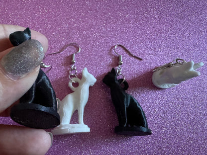 Cat Earrings: 3D Printed Cats, Pet, Kitty, Kitten, Pussy Cat, Animals, Feline, Cat, Black Cat, White Cat, Best Gifts for Her/Him/Them