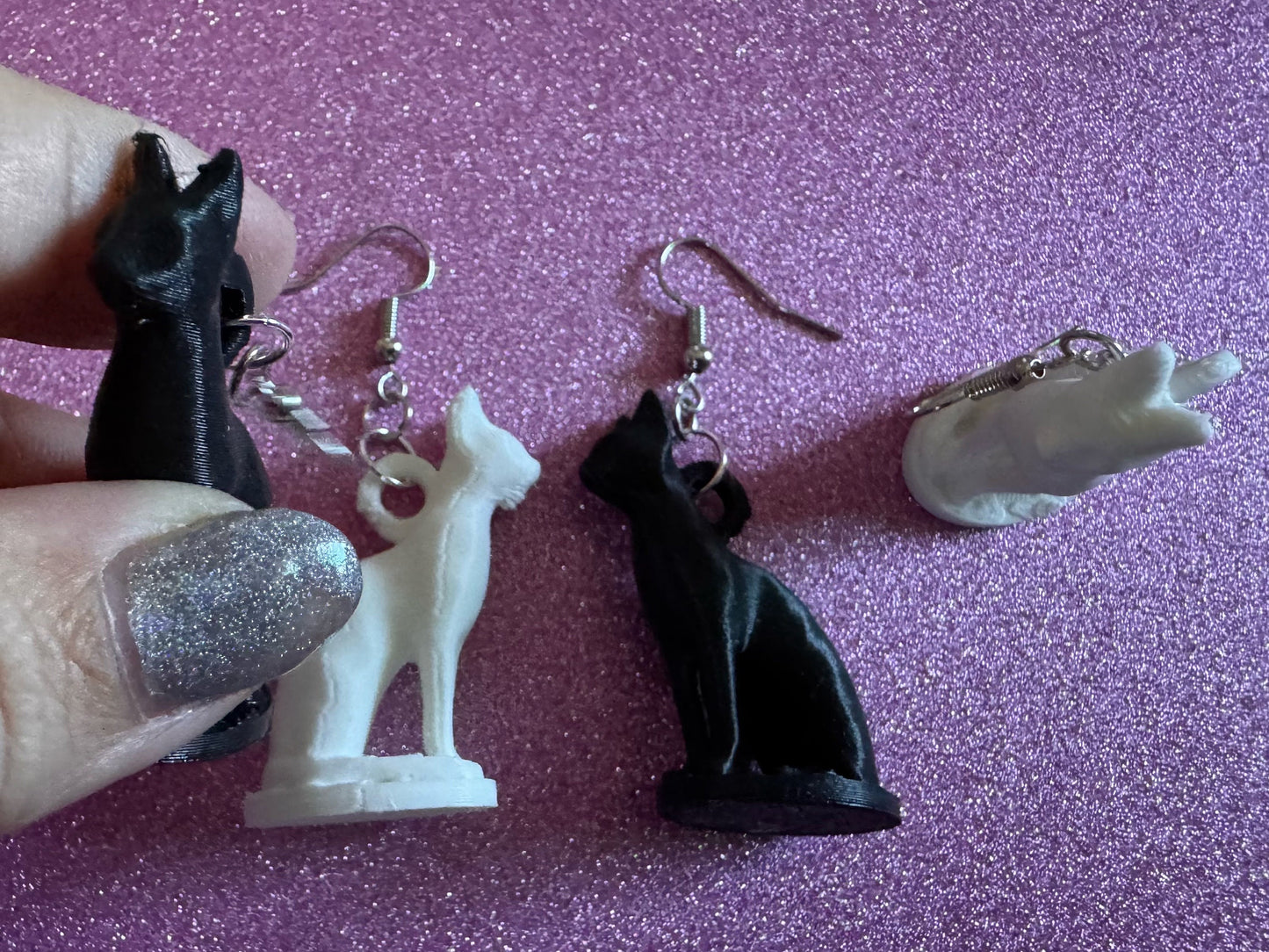 Cat Earrings: 3D Printed Cats, Pet, Kitty, Kitten, Pussy Cat, Animals, Feline, Cat, Black Cat, White Cat, Best Gifts for Her/Him/Them