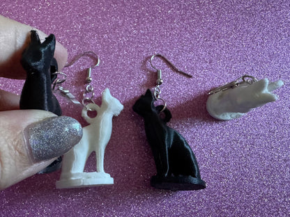 Cat Earrings: 3D Printed Cats, Pet, Kitty, Kitten, Pussy Cat, Animals, Feline, Cat, Black Cat, White Cat, Best Gifts for Her/Him/Them