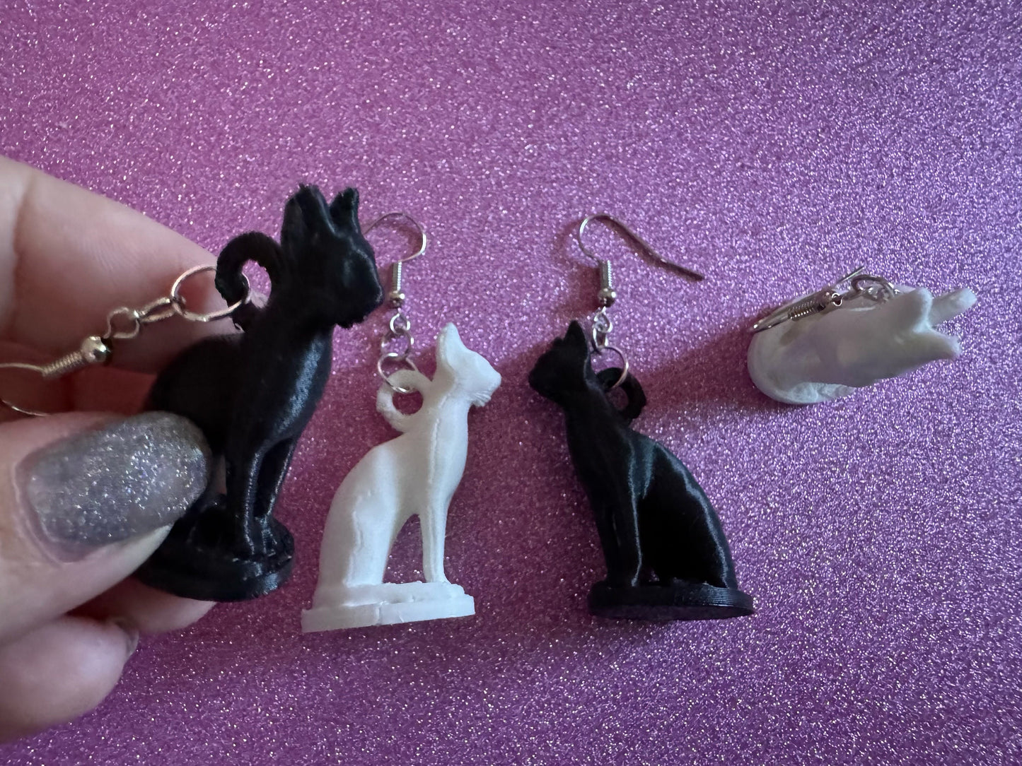 Cat Earrings: 3D Printed Cats, Pet, Kitty, Kitten, Pussy Cat, Animals, Feline, Cat, Black Cat, White Cat, Best Gifts for Her/Him/Them