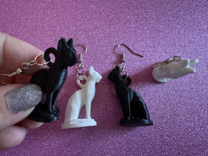 Cat Earrings: 3D Printed Cats, Pet, Kitty, Kitten, Pussy Cat, Animals, Feline, Cat, Black Cat, White Cat, Best Gifts for Her/Him/Them