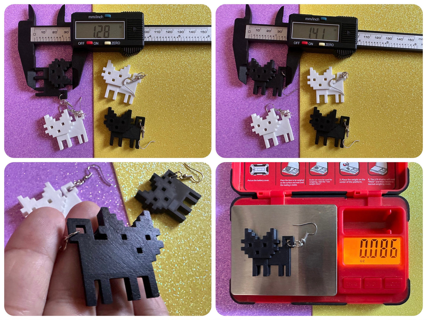 Cat Earrings: 3D Printed Cats, Pet, Kitty, Kitten, Pussy Cat, Animals, Feline, Cat, Black Cat, White Cat, Best Gifts for Her/Him/Them