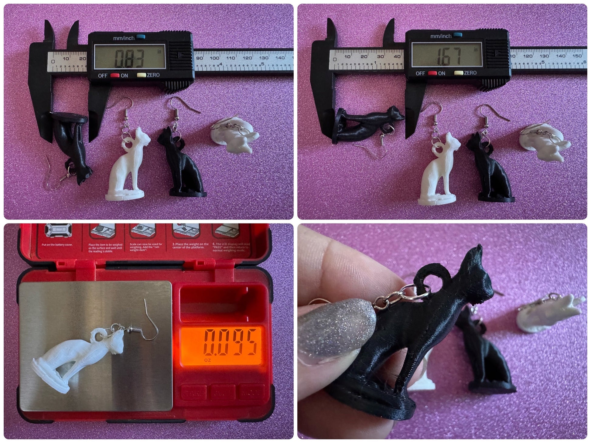 Cat Earrings: 3D Printed Cats, Pet, Kitty, Kitten, Pussy Cat, Animals, Feline, Cat, Black Cat, White Cat, Best Gifts for Her/Him/Them