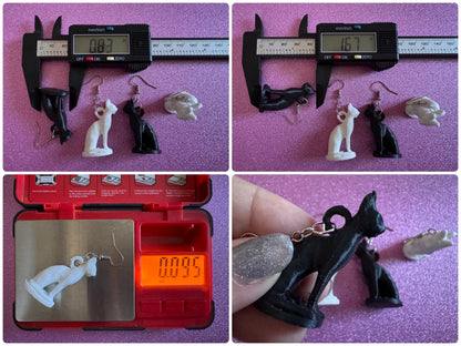 Cat Earrings: 3D Printed Cats, Pet, Kitty, Kitten, Pussy Cat, Animals, Feline, Cat, Black Cat, White Cat, Best Gifts for Her/Him/Them