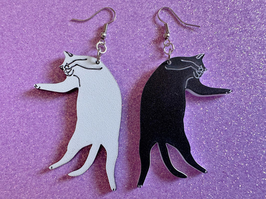 Cat Earrings: Laser Cut Acrylic Cats, Pet, Kitty, Kitten, Pussy Cat, Animals, Feline, Cat, Black Cat, White Cat, Best Gifts for Her/Him/Them
