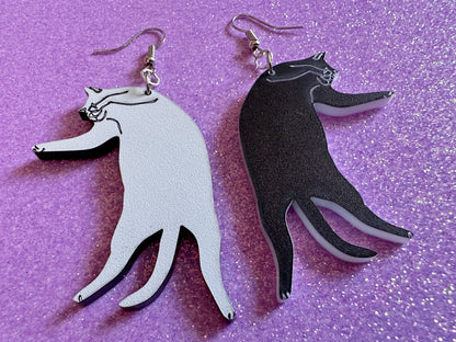 Cat Earrings: Laser Cut Acrylic Cats, Pet, Kitty, Kitten, Pussy Cat, Animals, Feline, Cat, Black Cat, White Cat, Best Gifts for Her/Him/Them