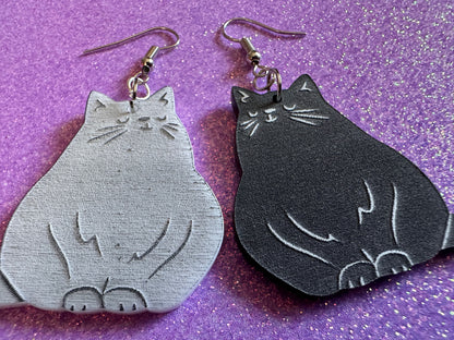 Cat Earrings: Laser Cut Acrylic Cats, Pet, Kitty, Kitten, Pussy Cat, Animals, Feline, Cat, Black Cat, White Cat, Best Gifts for Her/Him/Them