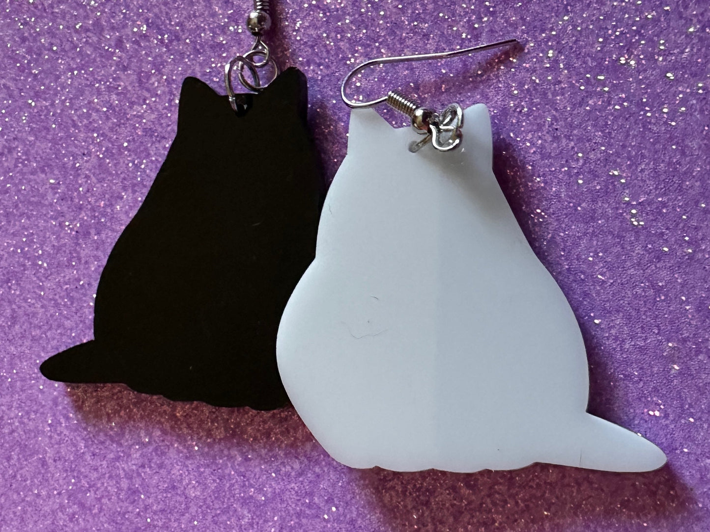 Cat Earrings: Laser Cut Acrylic Cats, Pet, Kitty, Kitten, Pussy Cat, Animals, Feline, Cat, Black Cat, White Cat, Best Gifts for Her/Him/Them