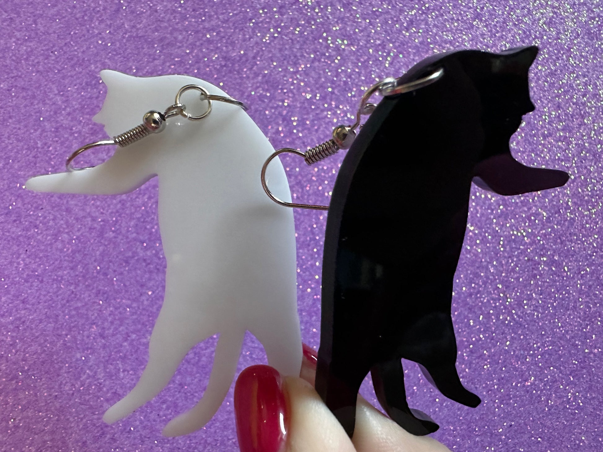 Cat Earrings: Laser Cut Acrylic Cats, Pet, Kitty, Kitten, Pussy Cat, Animals, Feline, Cat, Black Cat, White Cat, Best Gifts for Her/Him/Them