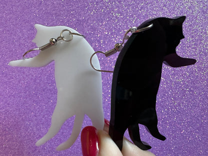 Cat Earrings: Laser Cut Acrylic Cats, Pet, Kitty, Kitten, Pussy Cat, Animals, Feline, Cat, Black Cat, White Cat, Best Gifts for Her/Him/Them