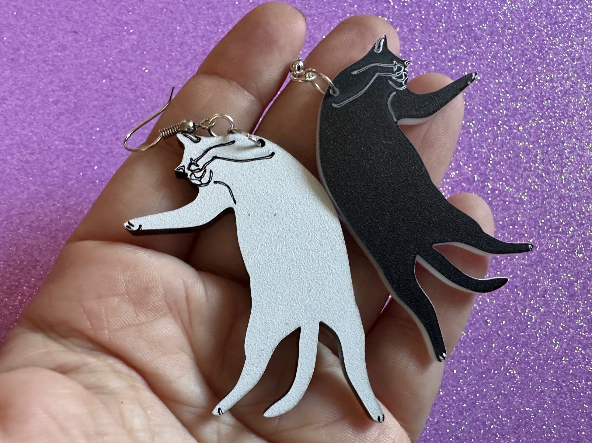 Cat Earrings: Laser Cut Acrylic Cats, Pet, Kitty, Kitten, Pussy Cat, Animals, Feline, Cat, Black Cat, White Cat, Best Gifts for Her/Him/Them