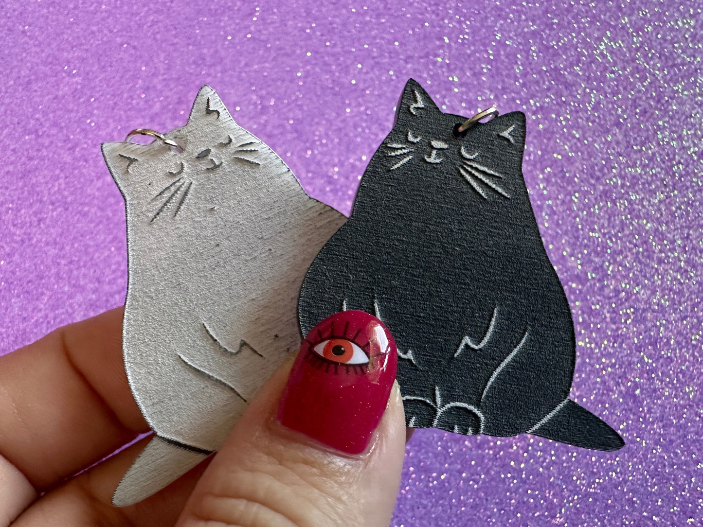 Cat Earrings: Laser Cut Acrylic Cats, Pet, Kitty, Kitten, Pussy Cat, Animals, Feline, Cat, Black Cat, White Cat, Best Gifts for Her/Him/Them