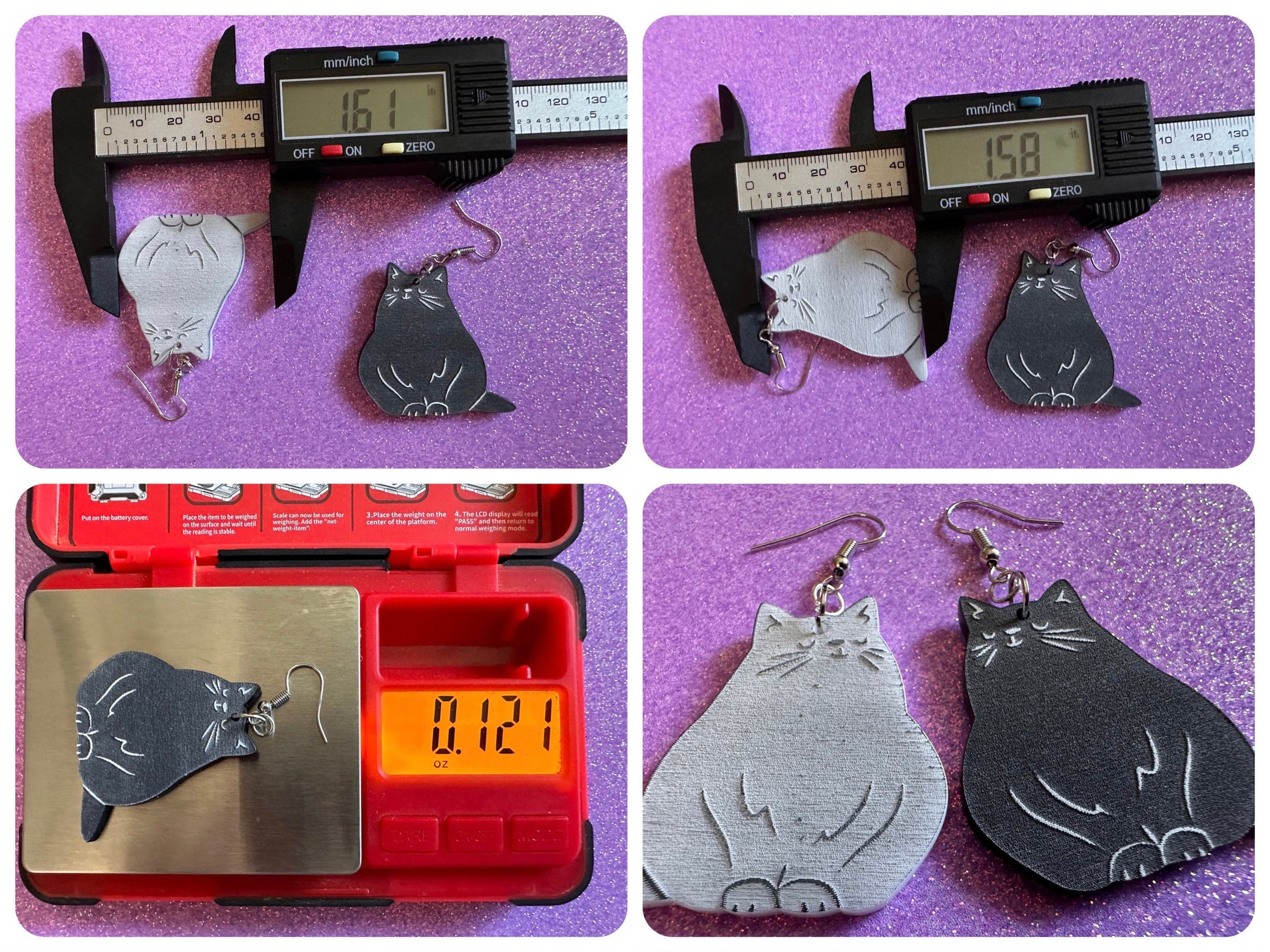 Cat Earrings: Laser Cut Acrylic Cats, Pet, Kitty, Kitten, Pussy Cat, Animals, Feline, Cat, Black Cat, White Cat, Best Gifts for Her/Him/Them