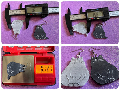 Cat Earrings: Laser Cut Acrylic Cats, Pet, Kitty, Kitten, Pussy Cat, Animals, Feline, Cat, Black Cat, White Cat, Best Gifts for Her/Him/Them