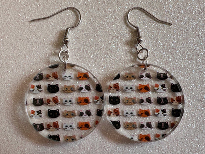 Cat Earrings: Laser Cut Acrylic Cats, Pet, Kitty, Kitten, Pussy Cat, Animals, Ginger Cat, Black Cat, White Cat, Best Gifts for Her/Him/Them