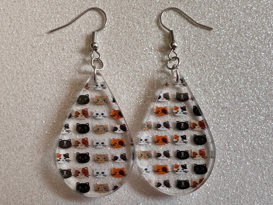 Cat Earrings: Laser Cut Acrylic Cats, Pet, Kitty, Kitten, Pussy Cat, Animals, Ginger Cat, Black Cat, White Cat, Best Gifts for Her/Him/Them