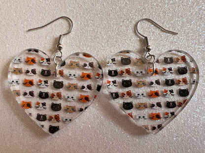Cat Earrings: Laser Cut Acrylic Cats, Pet, Kitty, Kitten, Pussy Cat, Animals, Ginger Cat, Black Cat, White Cat, Best Gifts for Her/Him/Them