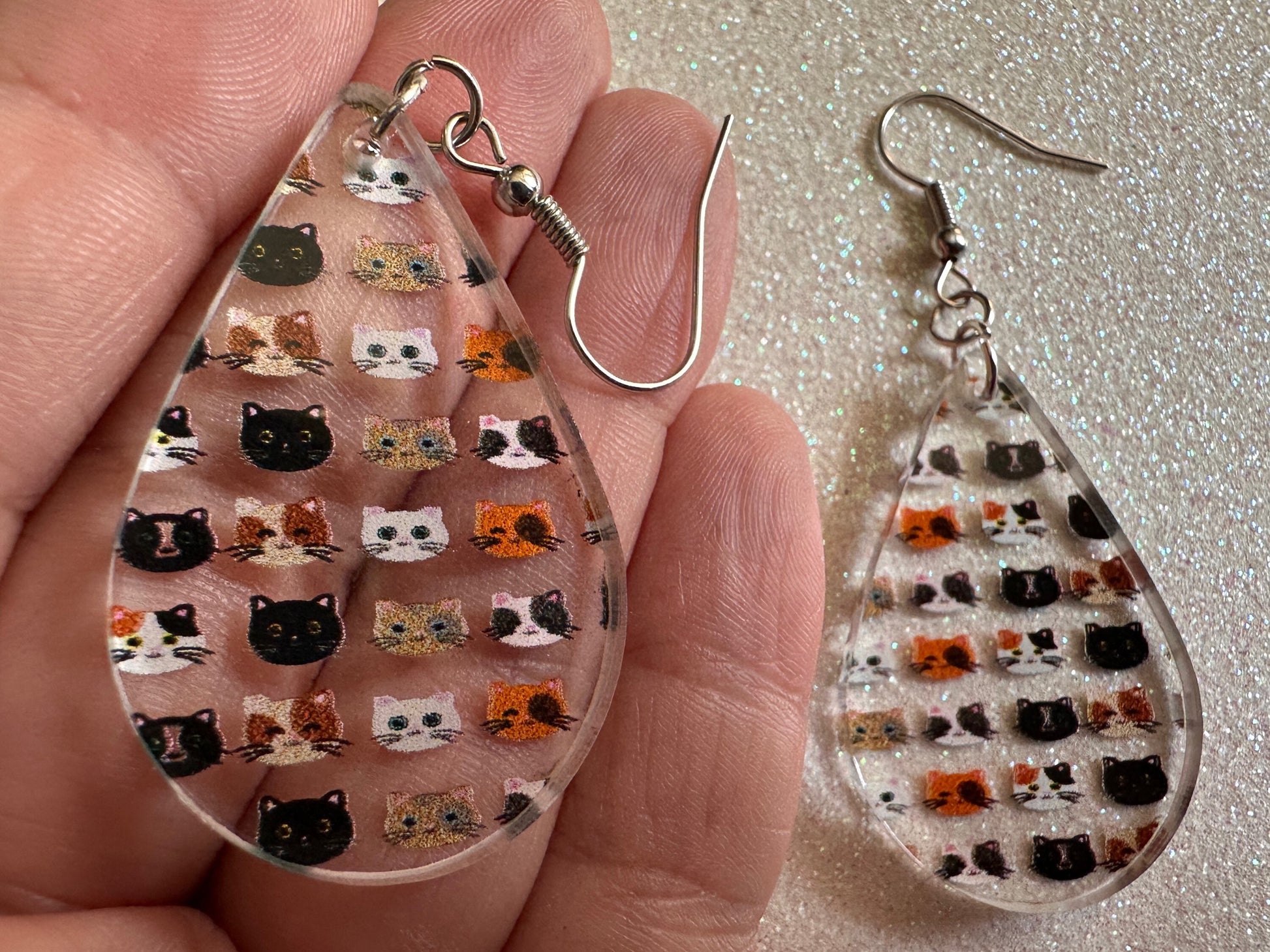 Cat Earrings: Laser Cut Acrylic Cats, Pet, Kitty, Kitten, Pussy Cat, Animals, Ginger Cat, Black Cat, White Cat, Best Gifts for Her/Him/Them