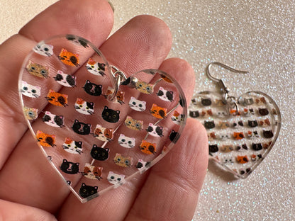 Cat Earrings: Laser Cut Acrylic Cats, Pet, Kitty, Kitten, Pussy Cat, Animals, Ginger Cat, Black Cat, White Cat, Best Gifts for Her/Him/Them