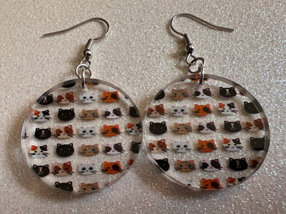 Cat Earrings: Laser Cut Acrylic Cats, Pet, Kitty, Kitten, Pussy Cat, Animals, Ginger Cat, Black Cat, White Cat, Best Gifts for Her/Him/Them