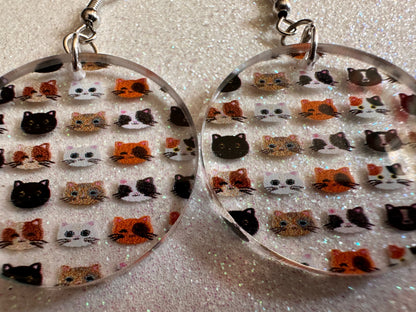 Cat Earrings: Laser Cut Acrylic Cats, Pet, Kitty, Kitten, Pussy Cat, Animals, Ginger Cat, Black Cat, White Cat, Best Gifts for Her/Him/Them