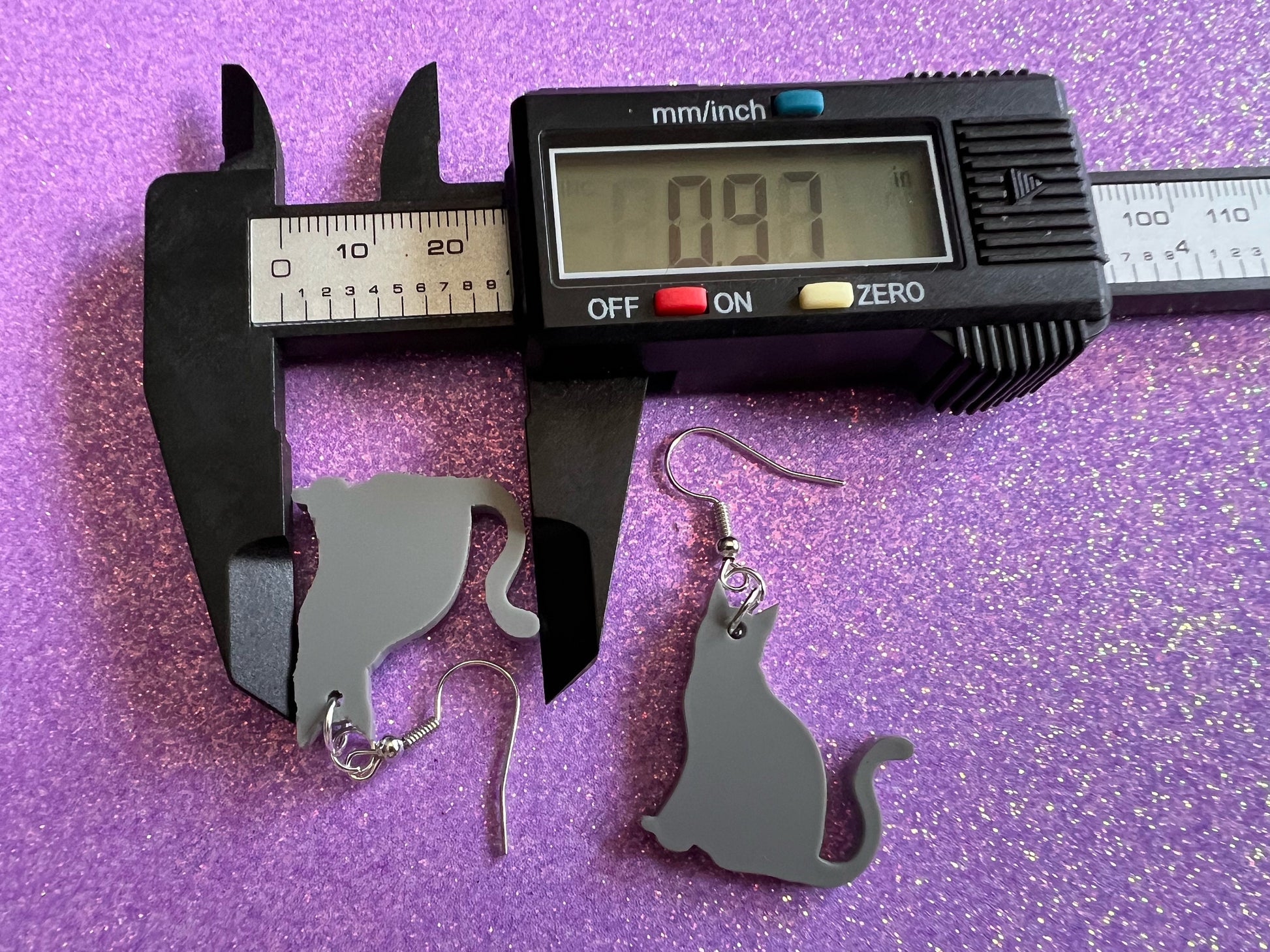 Cat Earrings: Laser Cut Acrylic Gray Cats, Animal, Feline, Kitty, Kitties, Best Gifts for Her/Him/Them