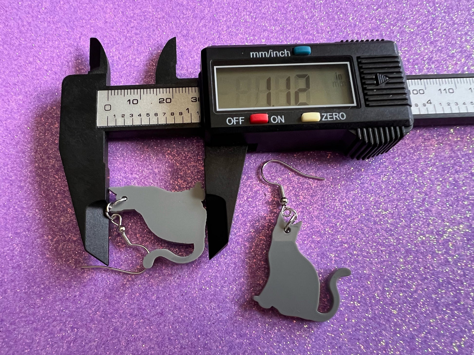 Cat Earrings: Laser Cut Acrylic Gray Cats, Animal, Feline, Kitty, Kitties, Best Gifts for Her/Him/Them