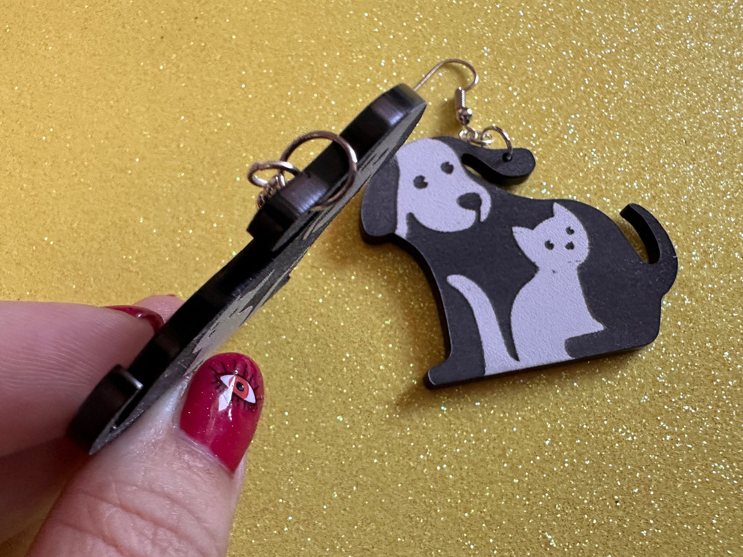 Cat and Dog Earrings: Laser Cut Acrylic Dogs and Cats, Dog and Cat Friends, Kitty, Kitten, Cat, Animals, Feline, Best Gifts for Her/Him/Them
