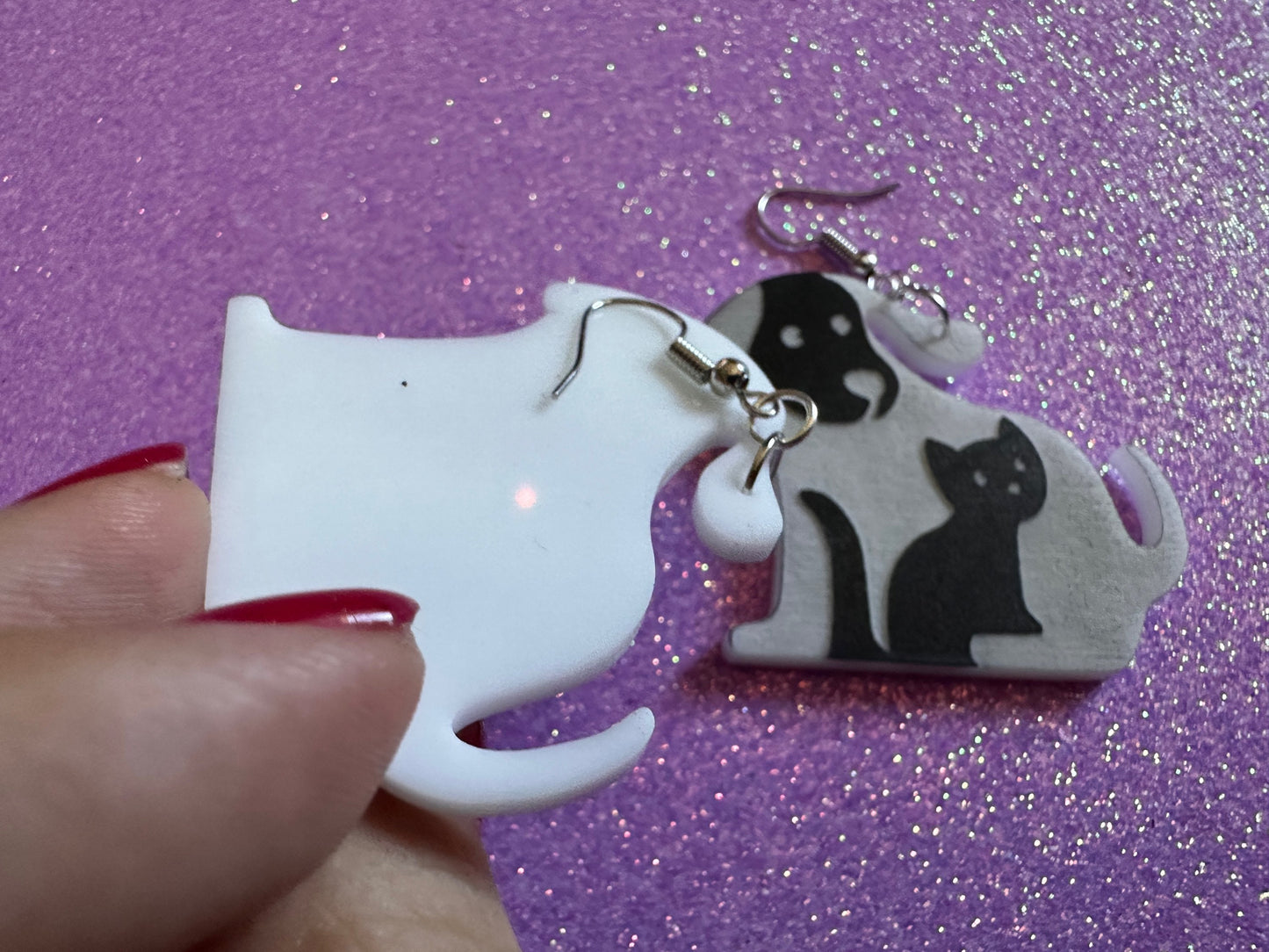 Cat and Dog Earrings: Laser Cut Acrylic Dogs and Cats, Dog and Cat Friends, Kitty, Kitten, Cat, Animals, Feline, Best Gifts for Her/Him/Them