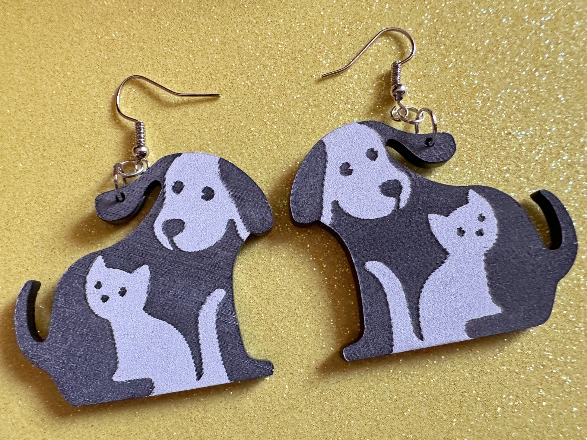 Cat and Dog Earrings: Laser Cut Acrylic Dogs and Cats, Dog and Cat Friends, Kitty, Kitten, Cat, Animals, Feline, Best Gifts for Her/Him/Them