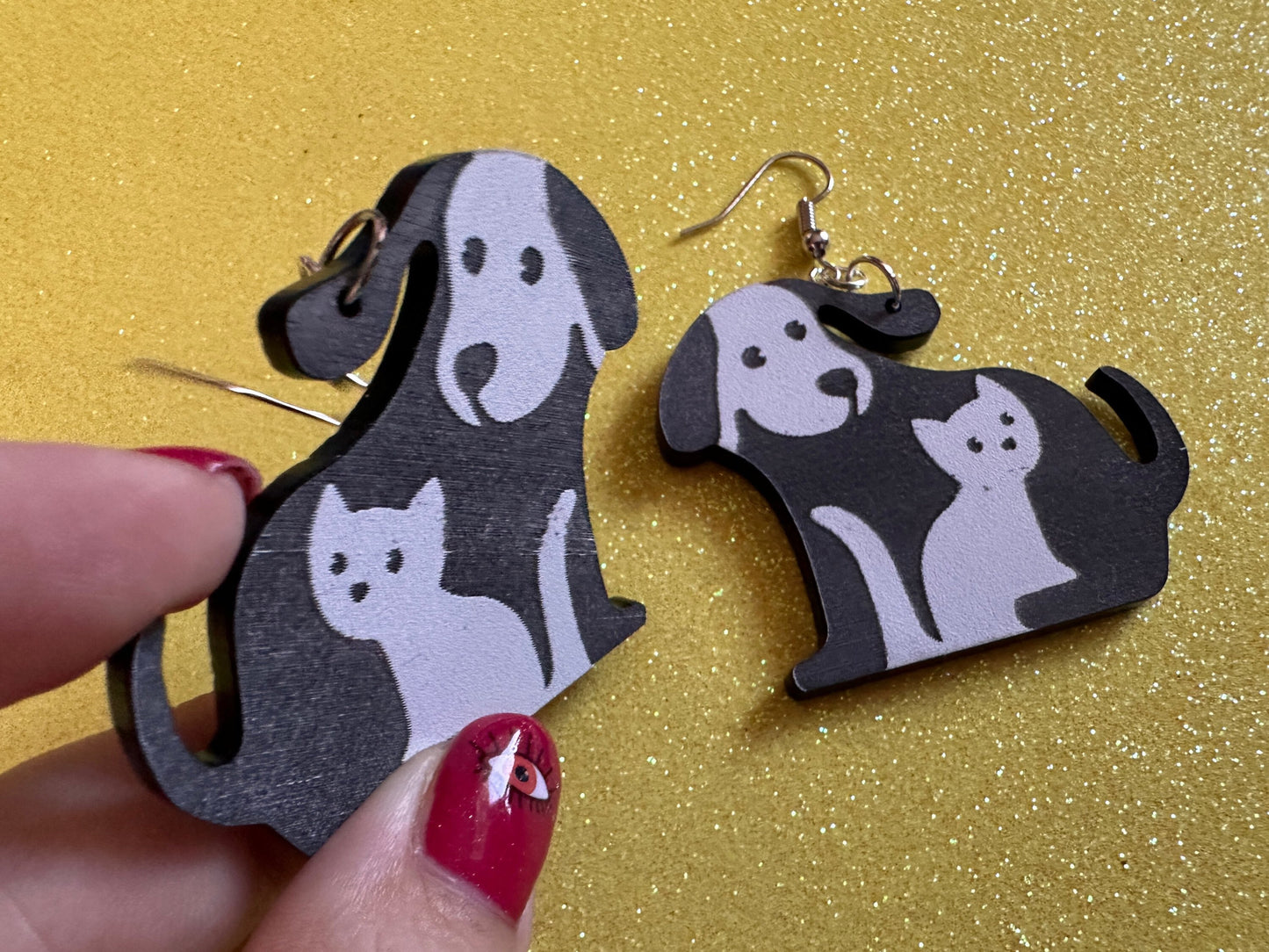 Cat and Dog Earrings: Laser Cut Acrylic Dogs and Cats, Dog and Cat Friends, Kitty, Kitten, Cat, Animals, Feline, Best Gifts for Her/Him/Them