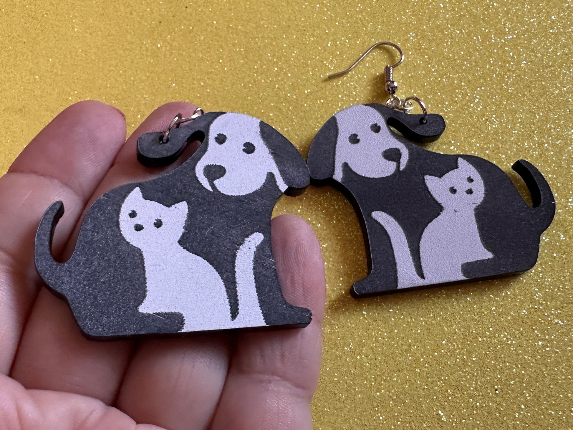 Cat and Dog Earrings: Laser Cut Acrylic Dogs and Cats, Dog and Cat Friends, Kitty, Kitten, Cat, Animals, Feline, Best Gifts for Her/Him/Them