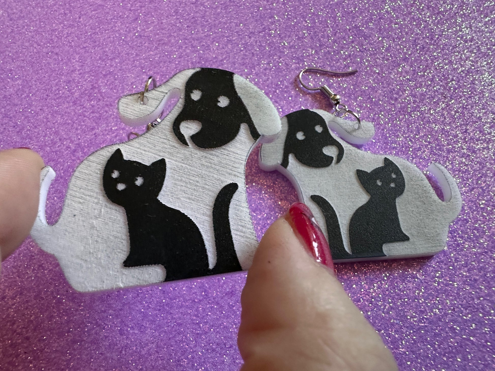 Cat and Dog Earrings: Laser Cut Acrylic Dogs and Cats, Dog and Cat Friends, Kitty, Kitten, Cat, Animals, Feline, Best Gifts for Her/Him/Them