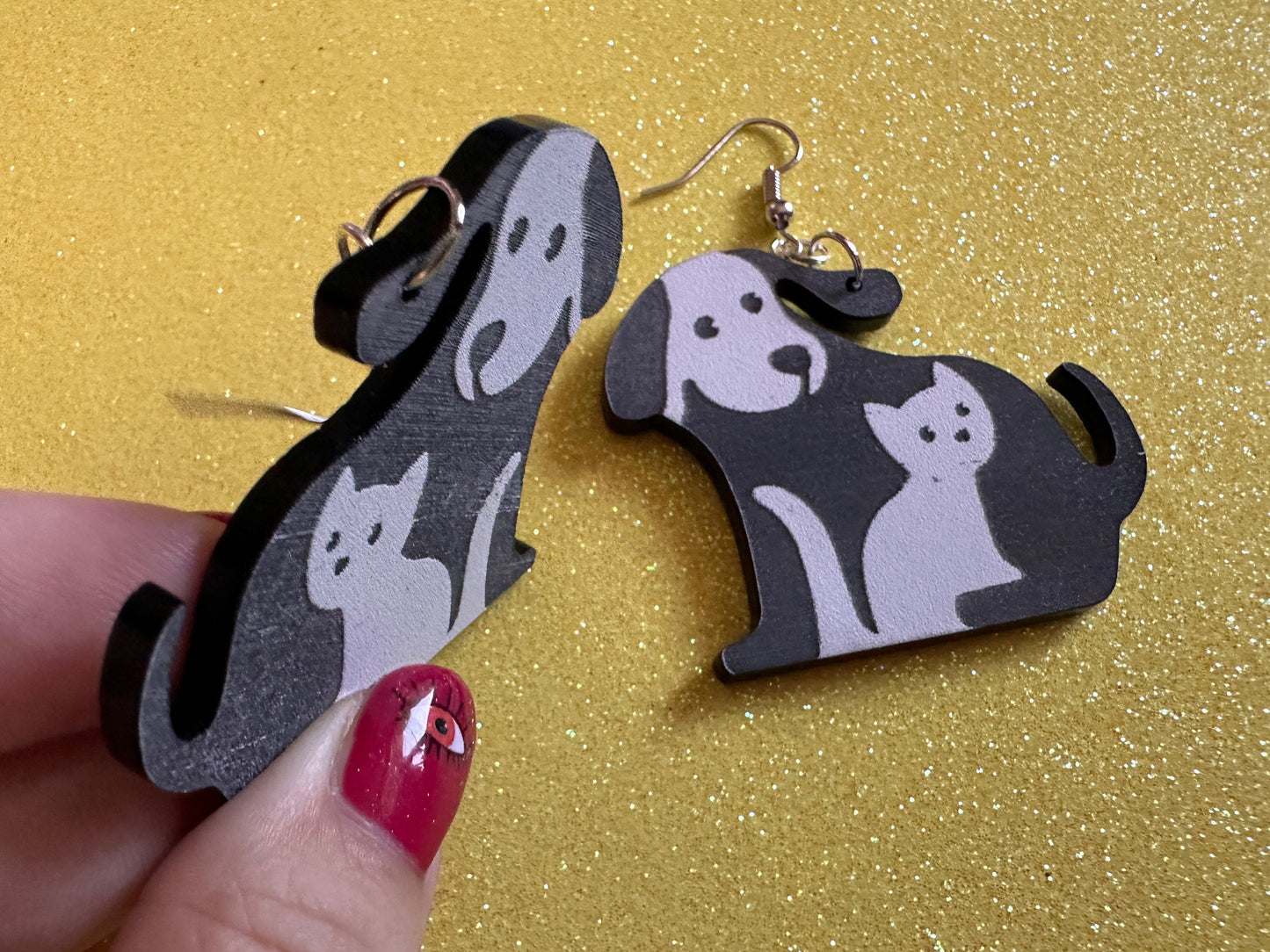 Cat and Dog Earrings: Laser Cut Acrylic Dogs and Cats, Dog and Cat Friends, Kitty, Kitten, Cat, Animals, Feline, Best Gifts for Her/Him/Them