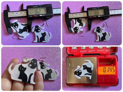 Cat and Dog Earrings: Laser Cut Acrylic Dogs and Cats, Dog and Cat Friends, Kitty, Kitten, Cat, Animals, Feline, Best Gifts for Her/Him/Them