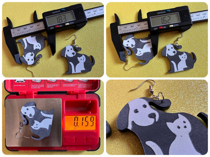 Cat and Dog Earrings: Laser Cut Acrylic Dogs and Cats, Dog and Cat Friends, Kitty, Kitten, Cat, Animals, Feline, Best Gifts for Her/Him/Them