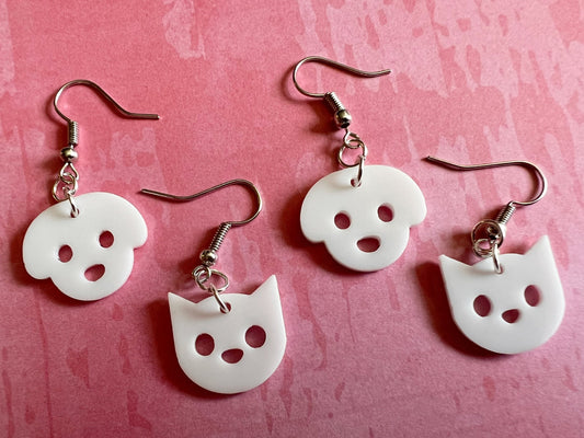 Cat and Dog Earrings: Laser Cut Acrylic Pets, Animals, Canine, Feline, Best Gifts for Her/Him/Them