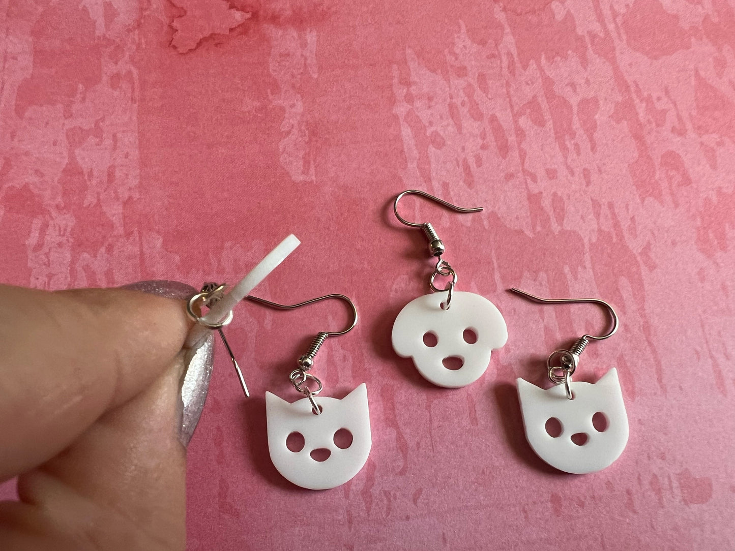 Cat and Dog Earrings: Laser Cut Acrylic Pets, Animals, Canine, Feline, Best Gifts for Her/Him/Them