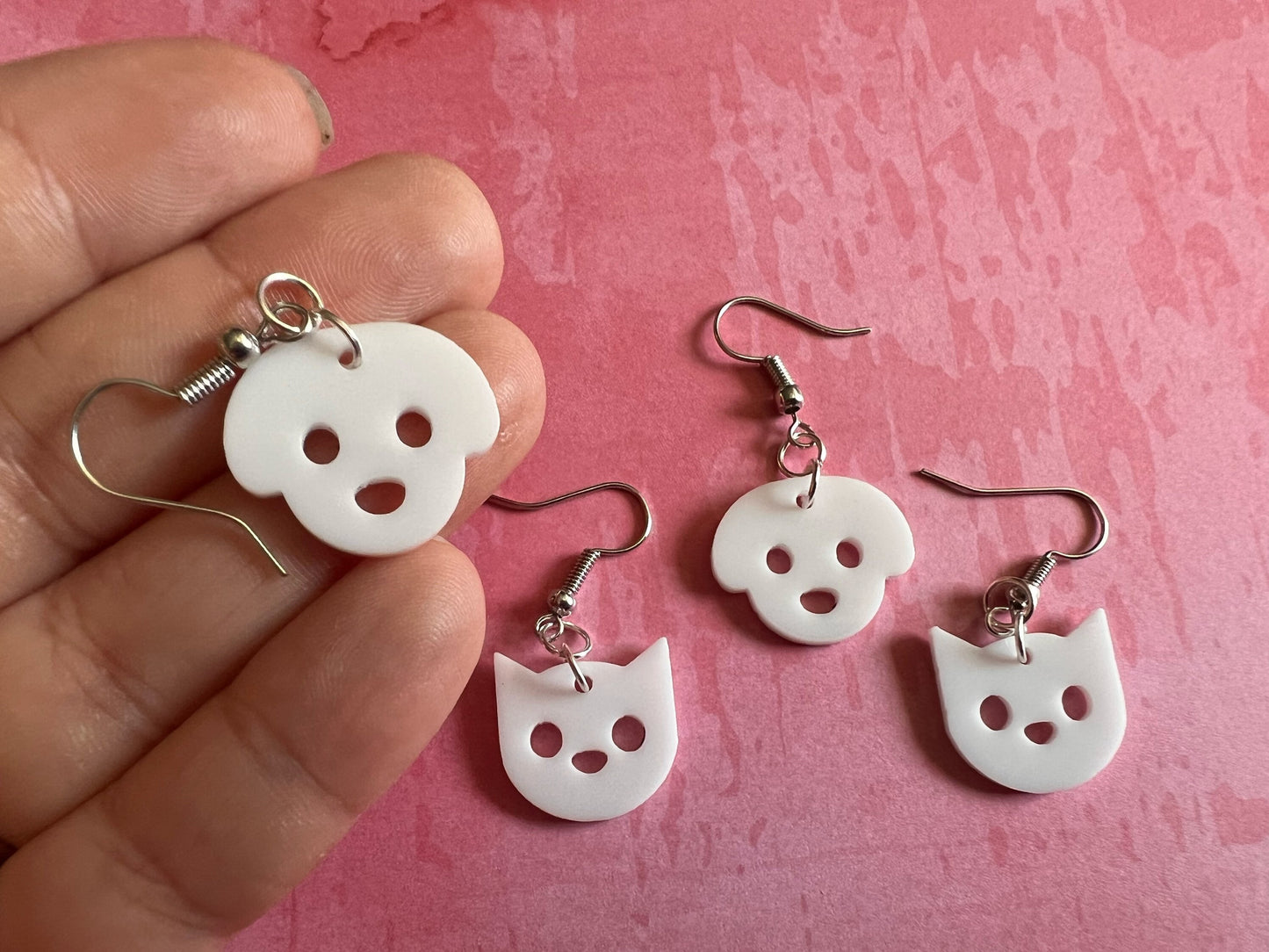 Cat and Dog Earrings: Laser Cut Acrylic Pets, Animals, Canine, Feline, Best Gifts for Her/Him/Them