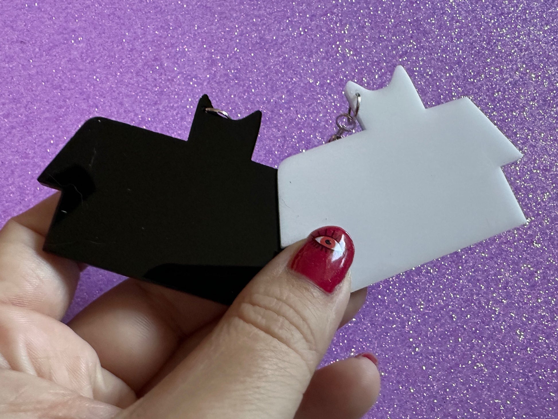 Cat in Box Earrings: Laser Cut Acrylic Cats, Kitty, Kitten, Pussy Cat, Animals, Feline, Black Cat, White Cat, Best Gifts for Her/Him/Them