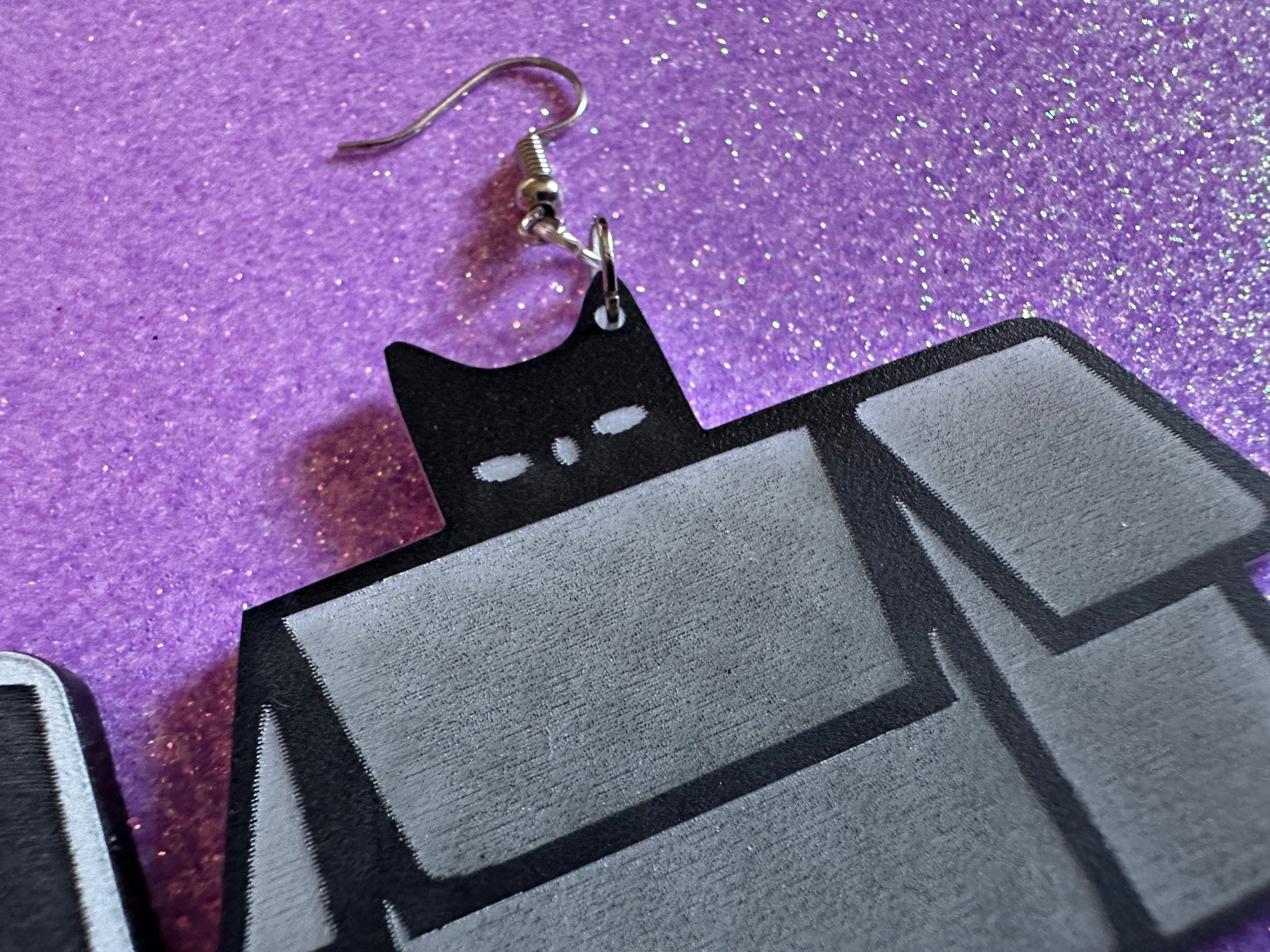 Cat in Box Earrings: Laser Cut Acrylic Cats, Kitty, Kitten, Pussy Cat, Animals, Feline, Black Cat, White Cat, Best Gifts for Her/Him/Them
