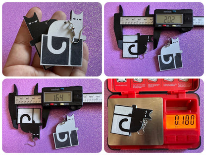 Cat in Box Earrings: Laser Cut Acrylic Cats, Kitty, Kitten, Pussy Cat, Animals, Feline, Black Cat, White Cat, Best Gifts for Her/Him/Them