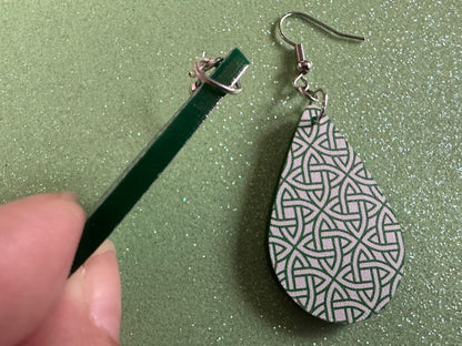 Celtic Knot Earrings: Laser Cut Acrylic Celtic Knots, Irish, Ireland, Green, Pagan, Paganism, Triquetra, Best Gifts for Her/Him/Them