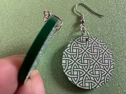 Celtic Knot Earrings: Laser Cut Acrylic Celtic Knots, Irish, Ireland, Green, Pagan, Paganism, Triquetra, Best Gifts for Her/Him/Them