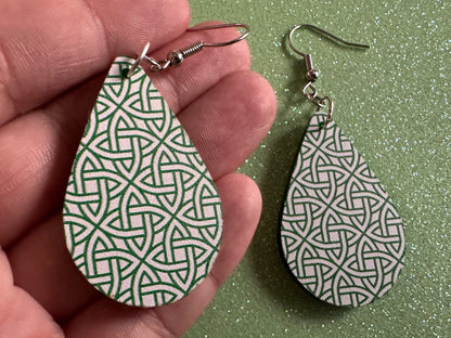 Celtic Knot Earrings: Laser Cut Acrylic Celtic Knots, Irish, Ireland, Green, Pagan, Paganism, Triquetra, Best Gifts for Her/Him/Them