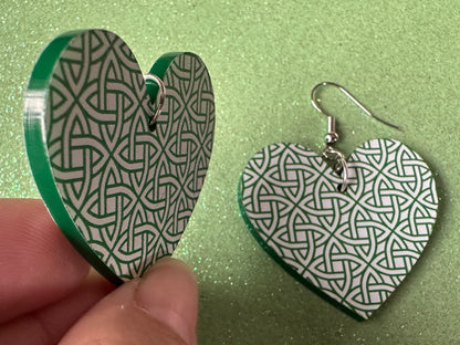 Celtic Knot Earrings: Laser Cut Acrylic Celtic Knots, Irish, Ireland, Green, Pagan, Paganism, Triquetra, Best Gifts for Her/Him/Them